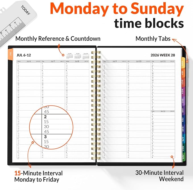 SUNEE 2026-2027 Appointment Book, Quarter-Hourly, Weekly & Monthly - Image 2