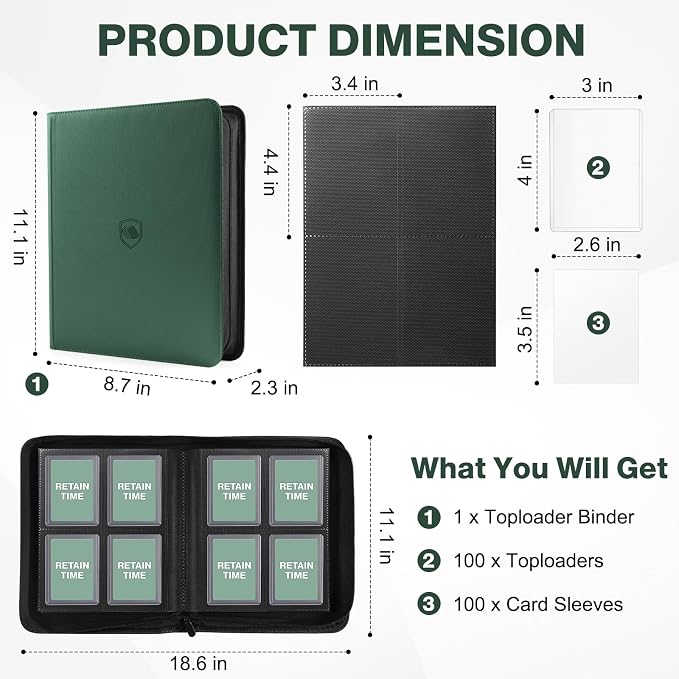 Toploader Binder, Holds 160 Toploaders, 100 Toploaders INCLUDED, 4-Pocket PU - Image 2