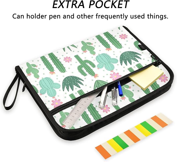 Expanding File Folder Cactus Pattern Accordion File Organizer 13 Pockets - Image 6