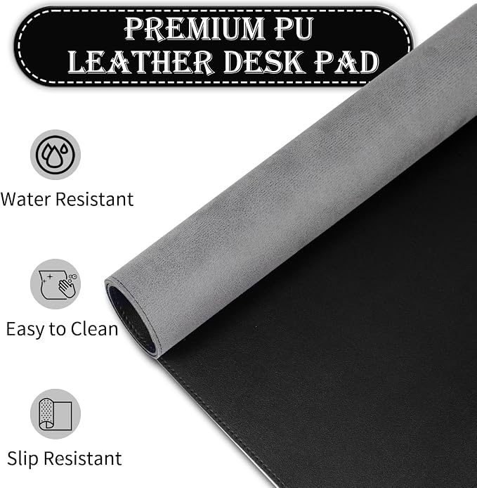 Large Desk Pad, 47.2" x 17" PU Leather Desk Mat - Image 4