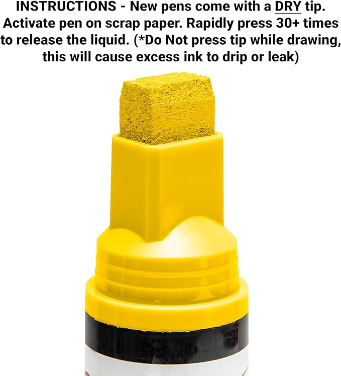 Glass Pen Window Marker: Liquid Chalk Pens for Glass, Whiteboard Markers with Washable Paint - Graduation, Car Windows, Mirror Pen, Storefront, Wedding, Parade, Party & Holiday (Yellow, Jumbo Tip)-DeskLoop Office