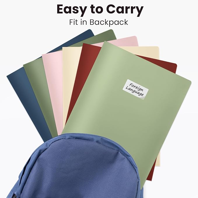 Sooez 6Pack Folders with Pockets, Pocket Folders with Extra Labels, Plastic - Image 5