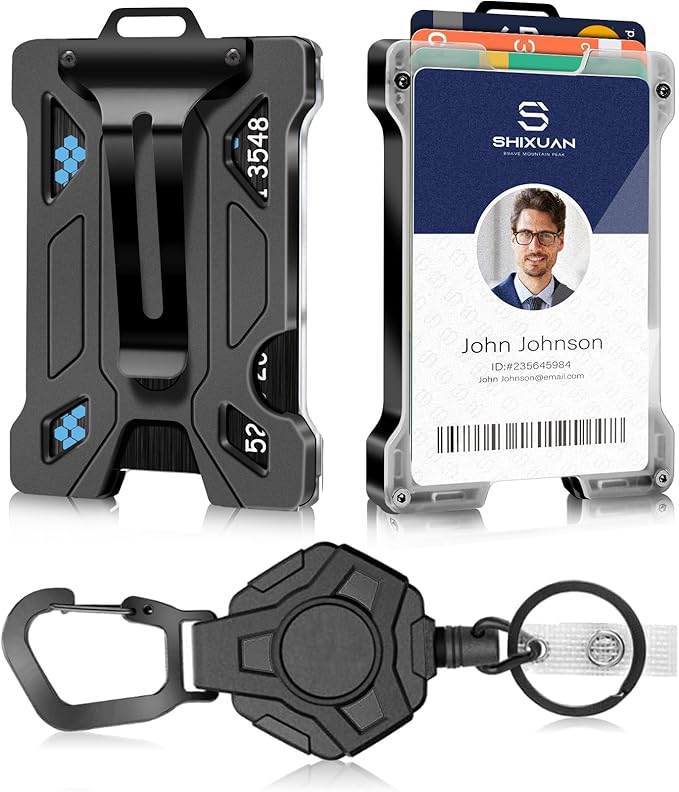 ID Badge Holder with Retractable Clip, Credit Card Holder, Keychain Wallet by SHIXUAN