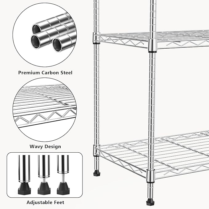 M MZG 1250 lbs 5 Tier Shelf Metal Storage Shelves Wire Rack Closet Organizers - Image 5