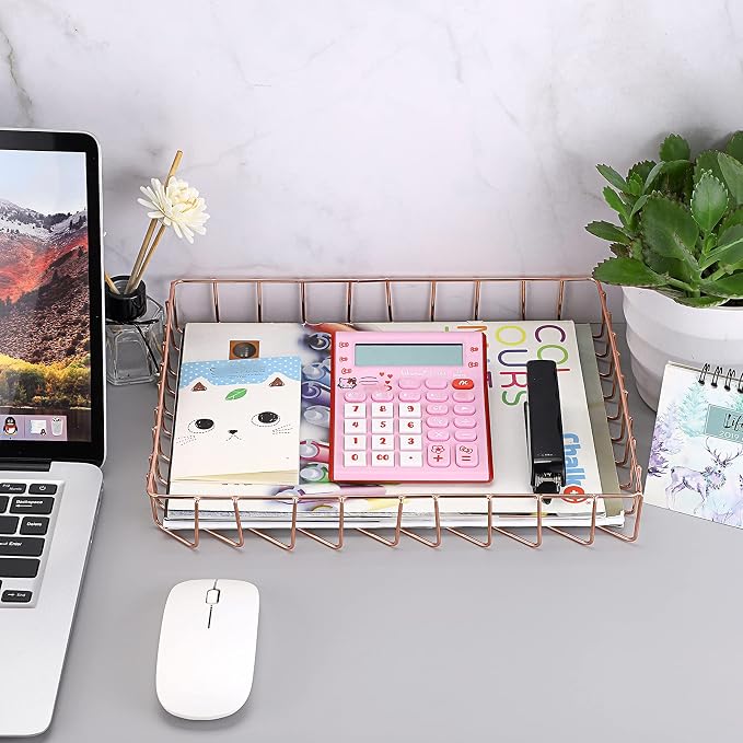 BTSKY Multipurpose A4 File Tray Wire Desk Tray Organizer Elegant Letter Size - Image 2