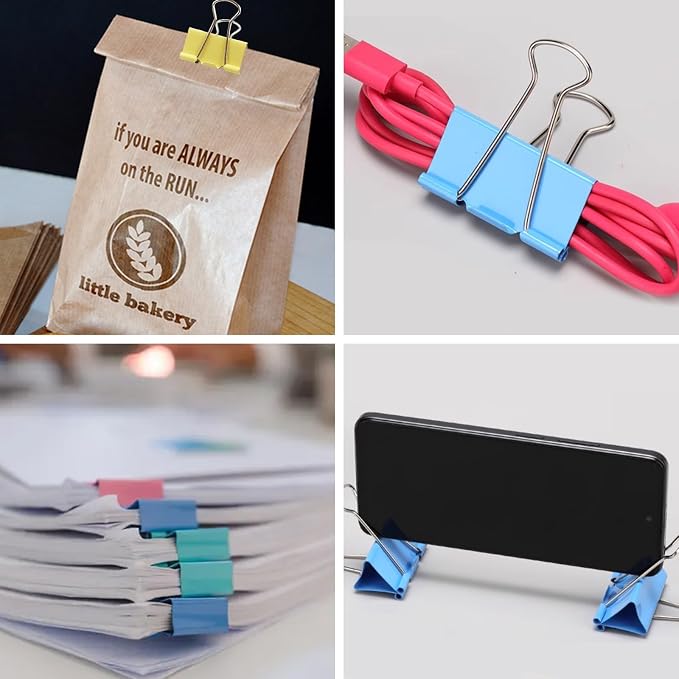 60 Pack Binder Clips Medium, 1.25 Inch/32mm Colored Binder Paper Clips - Image 5