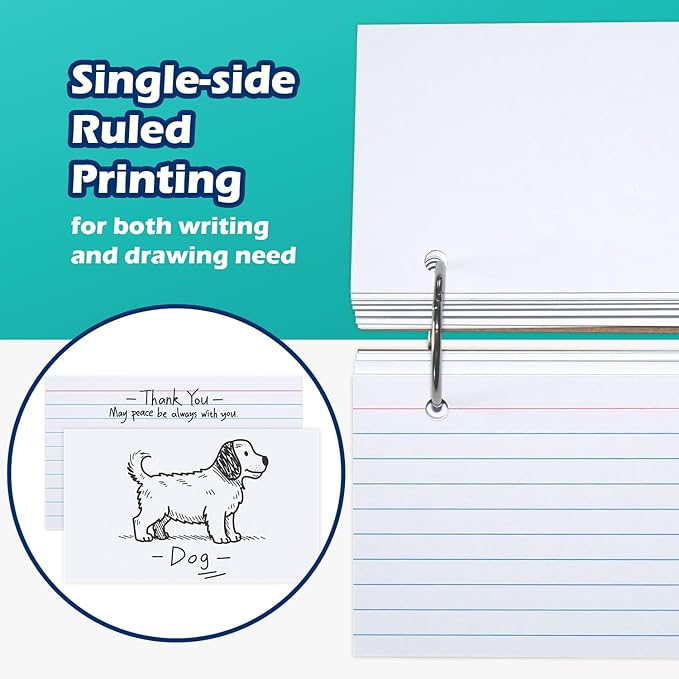 Olivo Index Card Binder Refills, 2 Holes Punched - Image 6