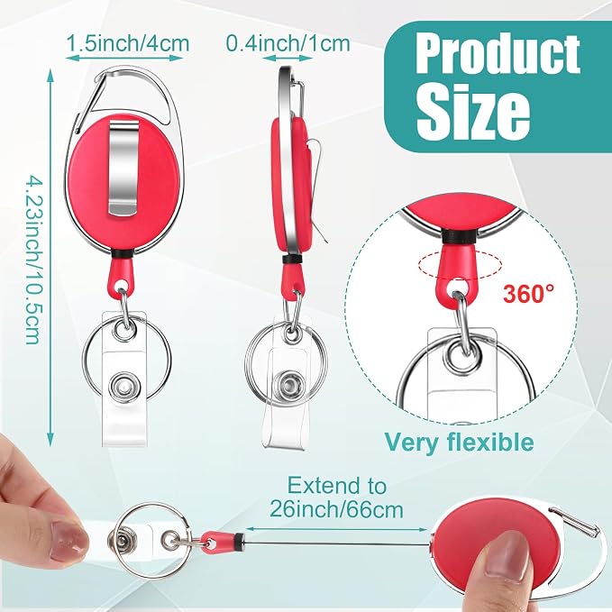 Honoson 40 Pcs Heavy Duty Retractable Badge Reels Batch ID Badge Holder - Image 2