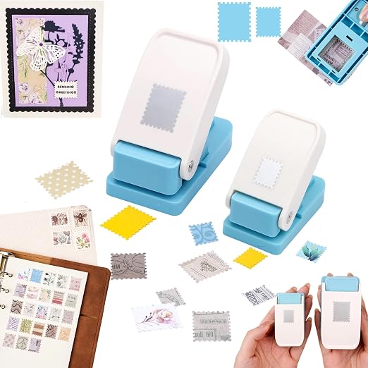 2 Pcs Stamp Punch, 1x0.8inch & Mini 0.6x0.5inch Rectangle Postage Stamps Shaped by CYFUNDESIGN