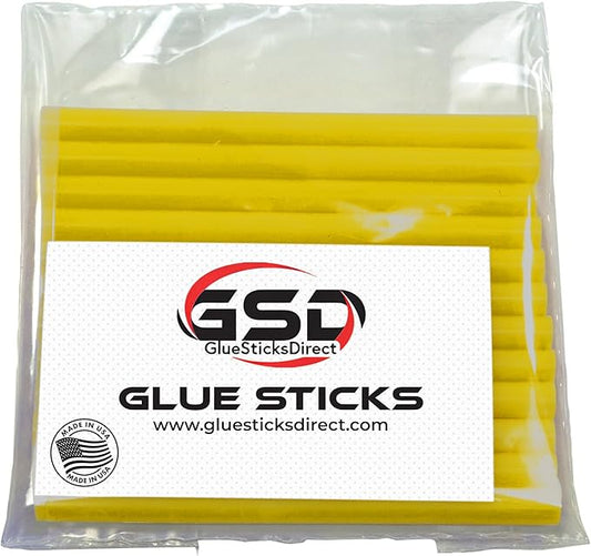 Mini Size Hot Melt Glue Sticks for Glue Gun - Bulk 4in Translucent Yellow Glue Sticks - Great for Art Craft Repairs & Compatible w/Most Glue Guns - 5/16" X 4" (24 Sticks) - USA Made-DeskLoop Office