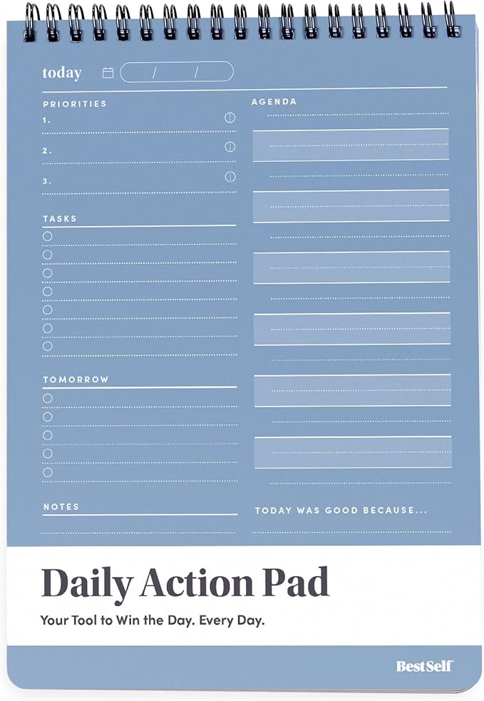 BestSelf Co. Daily Action Pad 60 Sheets – 120 GSM Paper, Ring-Bound Work by BestSelfCo