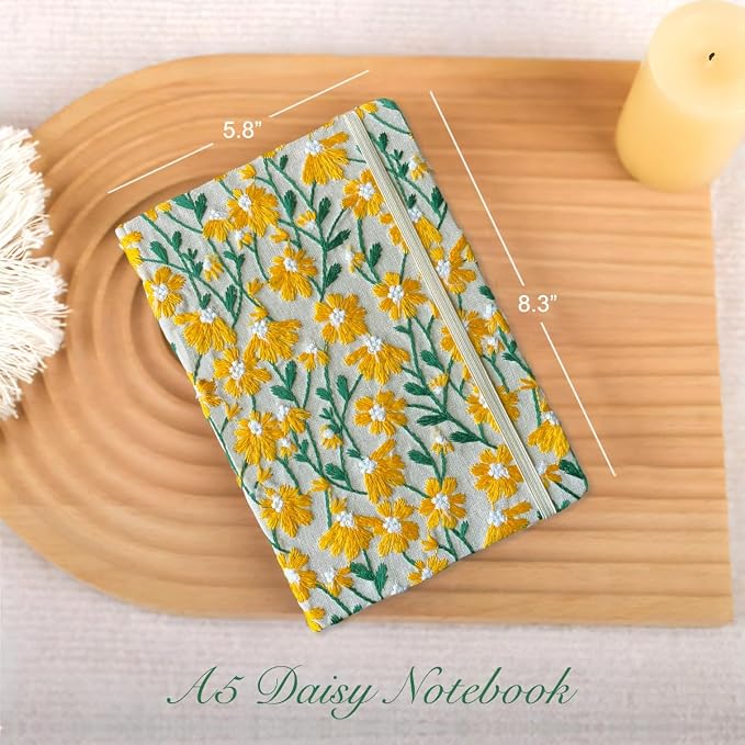 Daisy Gift, Flower Journal, Embroidered Notebook, Beautiful Journals - Image 3