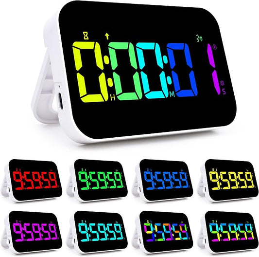 Kitchen Timer（1.5" Number）with Voice Reminder, 10 RGB Color Changing Digital by Unknown