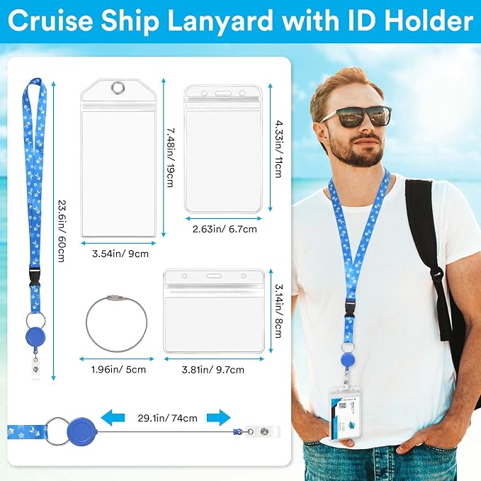 6 Pack Lanyards with Ship Card Holders, Retractable Badge Reels with Waterproof - Image 4