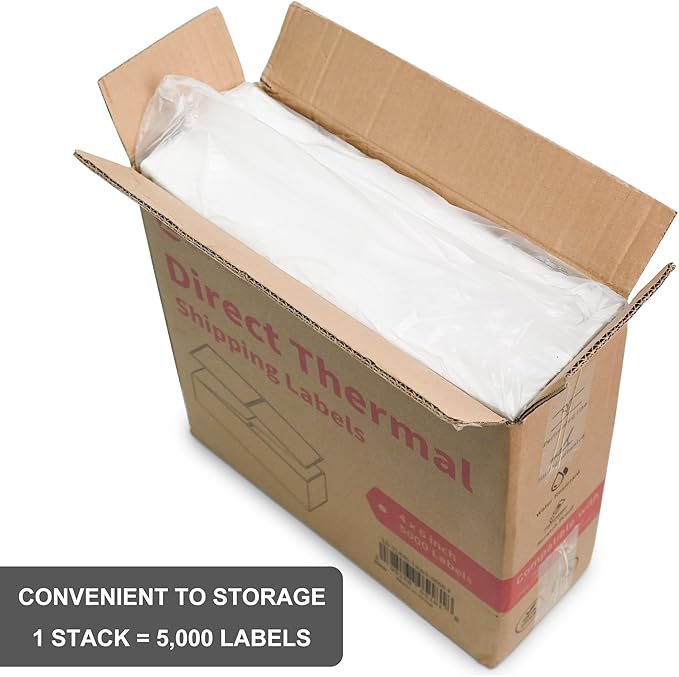 L LIKED 5000 Fanfold 4 x 6 Thermal Labels, with Perforated Line Shipping Labels, Compatible with Zebra & Rollo Printer, White, Commercial Grade-DeskLoop Office