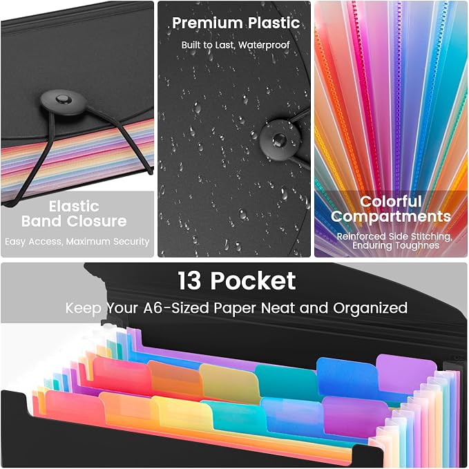 13 Pocket A6 Receipt Organizer, 2 Pack Small Accordion File Organizer, Coupon - Image 3