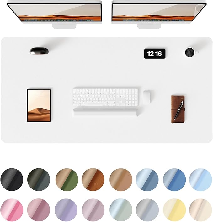 YSAGi Leather Desk Protector, Office Mat, Large Mouse Mat, Non-Slip PU Leather Blotter, Laptop Desk Pad, Waterproof Writing Pad for Office and Home (White, 47.2" x 23.6")-DeskLoop Office