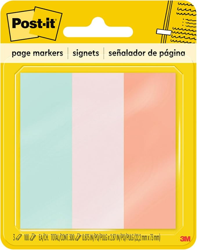 Post-it Page Markers, 0.875 x 2.875 in, 3 Pads | Ideal by Unknown