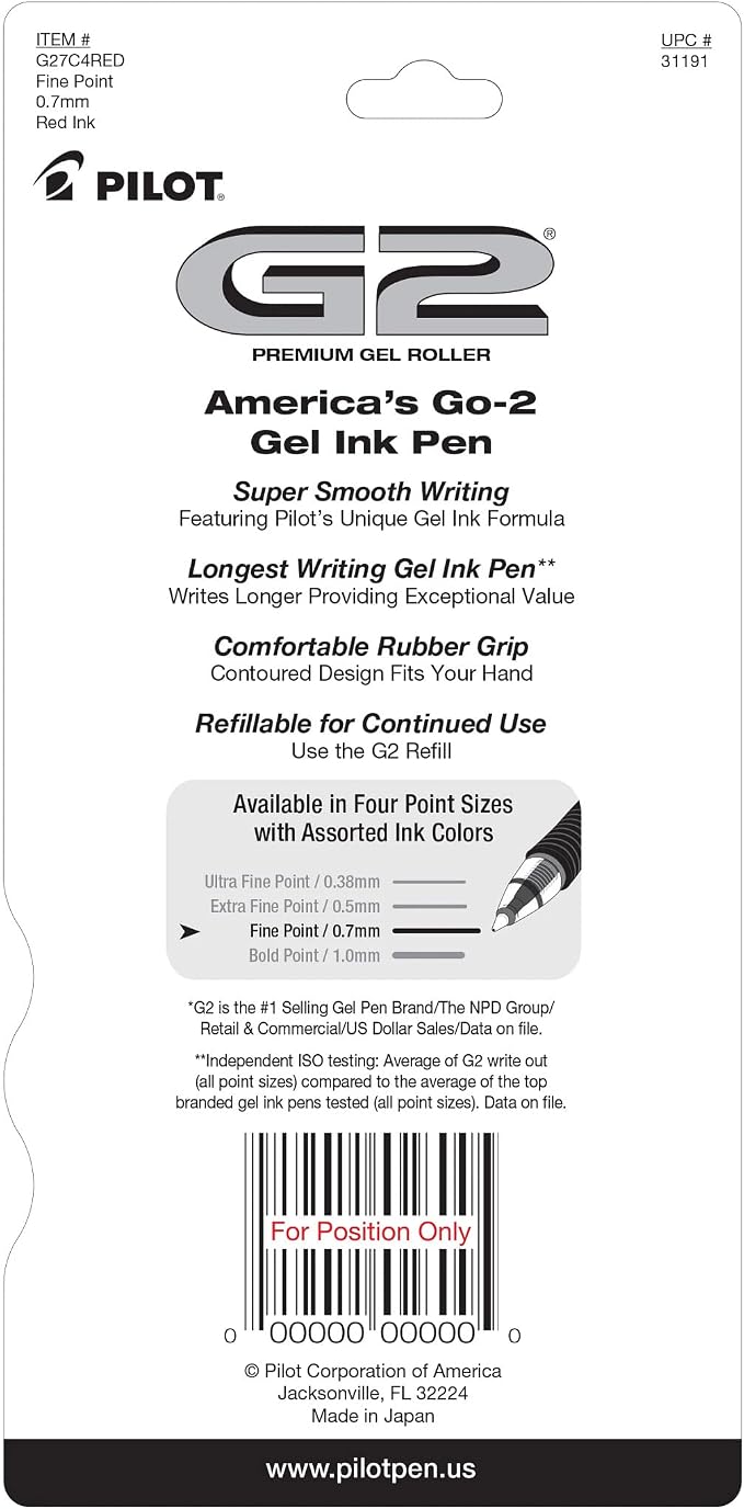 PILOT G2 Premium Gel Roller Pens, Fine Point 0.7 mm, Journaling & Office Writing - Image 2