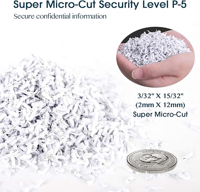 WOLVERINE 10-Sheet Super Micro Cut High Security Level P-5 Heavy Duty Paper/CD/Card Ultra Quiet Shredder for Home Office by 60 Mins Running Time and 6 Gallons Pullout Waste Bin SD9112(White ETL)-DeskLoop Office