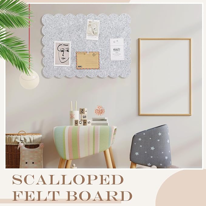 Mooliwe Scalloped Felt Bulletin Board Foldable Pin Cork Board Alternative - Image 5