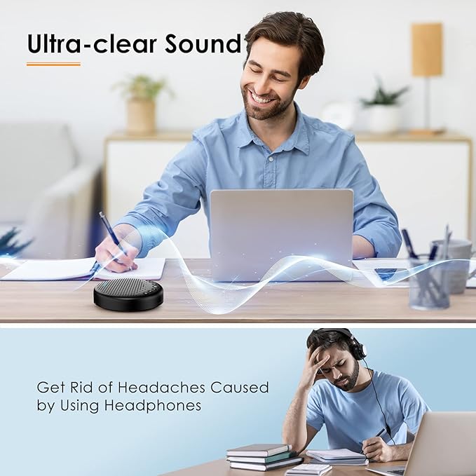 EMEET Conference Speaker and Microphone Luna 360° Voice Pickup w/Noise Reduction/Mute/Indicator USB Bluetooth Speakerphone w/Dongle for 8 People Daisy Chain for 16 Compatible with Leading Software-DeskLoop Office