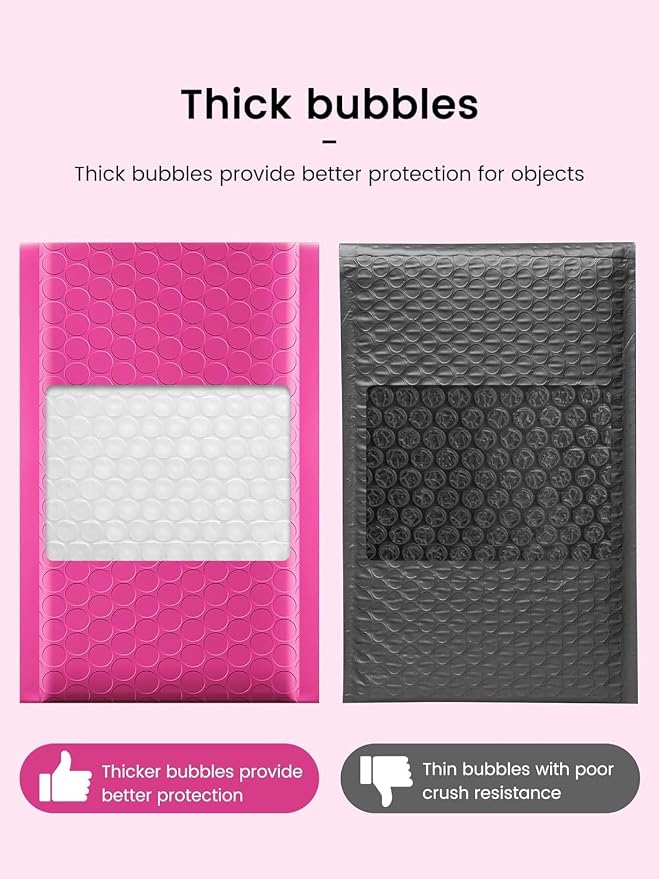 GSSUSA Pink Bubble Mailers 4x8 Inches 19200 Pack, Usable Size 4X7" Bubble - Image 7