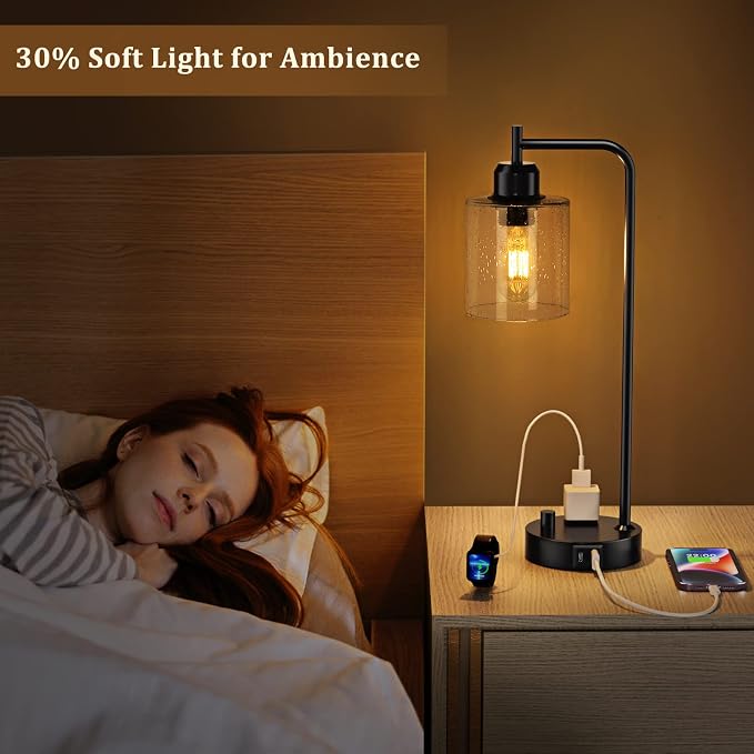 Industrial Bedside Table Lamp for Bedroom - Image 4