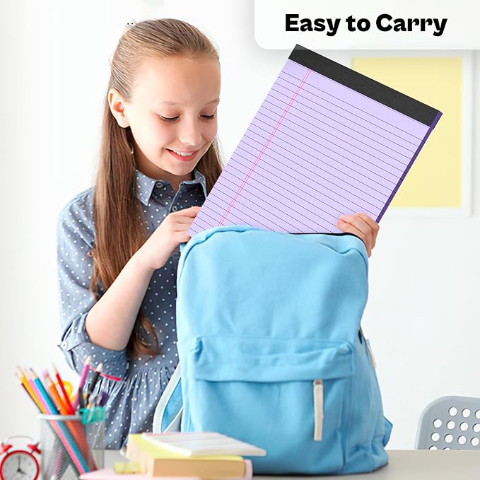 4 Pcs Legal Pads 8.5 x 11 Note Pads Colored Paper Wide Ruled Lined Paper - Image 6