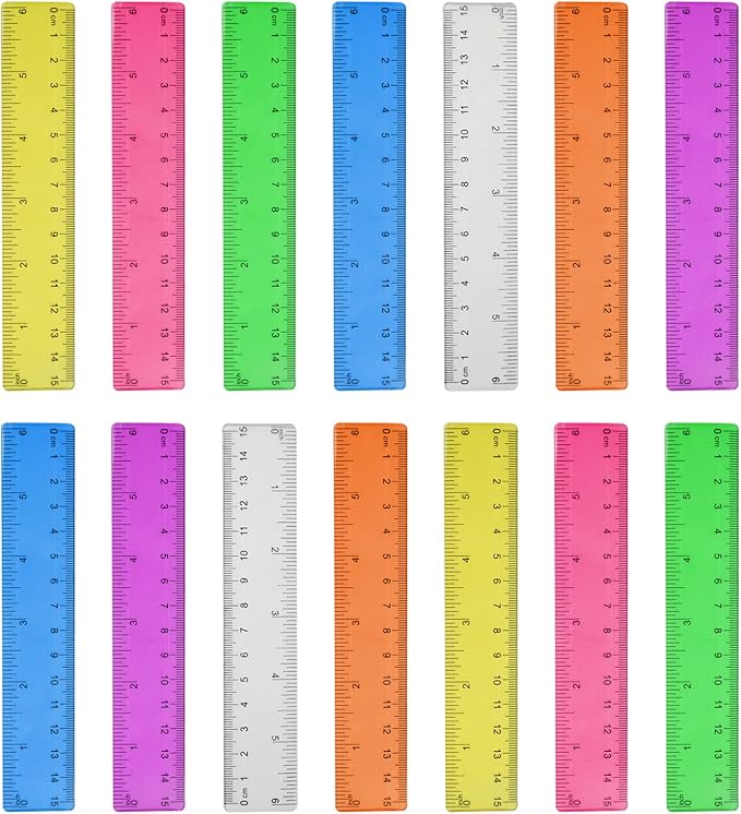 14 Packs 6 Inch Small Rulers for Kids, Plastic Ruler for School | Assorted by DUIJINYU