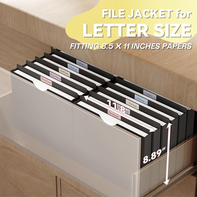 Plastic 1 Inch File Jackets Letter Size, 12 Pack Reinforced Manilla Pocket - Image 3