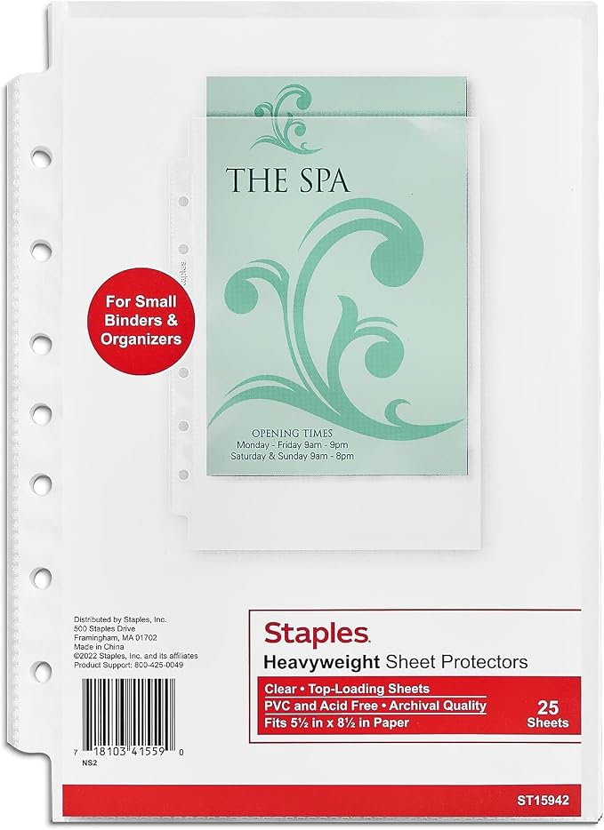 Staples 7‑Hole Punched Sheet Protectors, 5.5 x 8.5 Mini Size, Bulk 75‑Count - Image 4