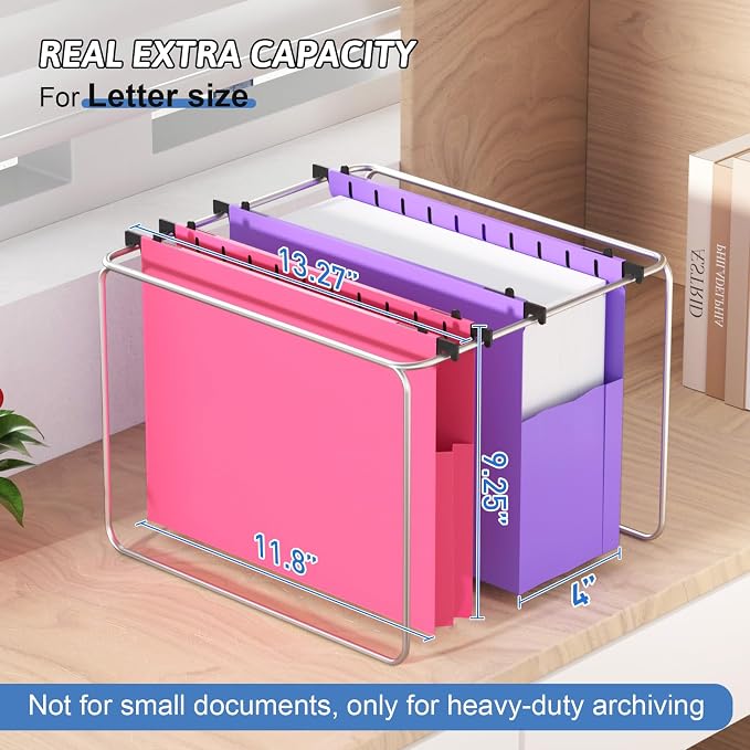 Plastic Extra Capacity Hanging File Folders, 6 Pack Heavy Duty 4" Expanding - Image 3
