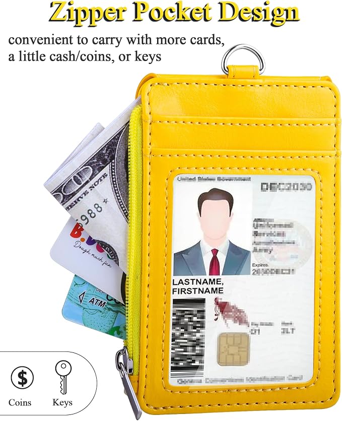Teskyer ID Badge Holder with Lanyard, Lanyard Wallet, Bright Dark Pink | 4-Card - Image 5
