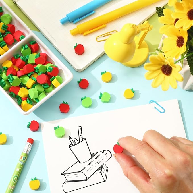 JUNEBRUSHS 150pcs Apples Erasers - Image 3