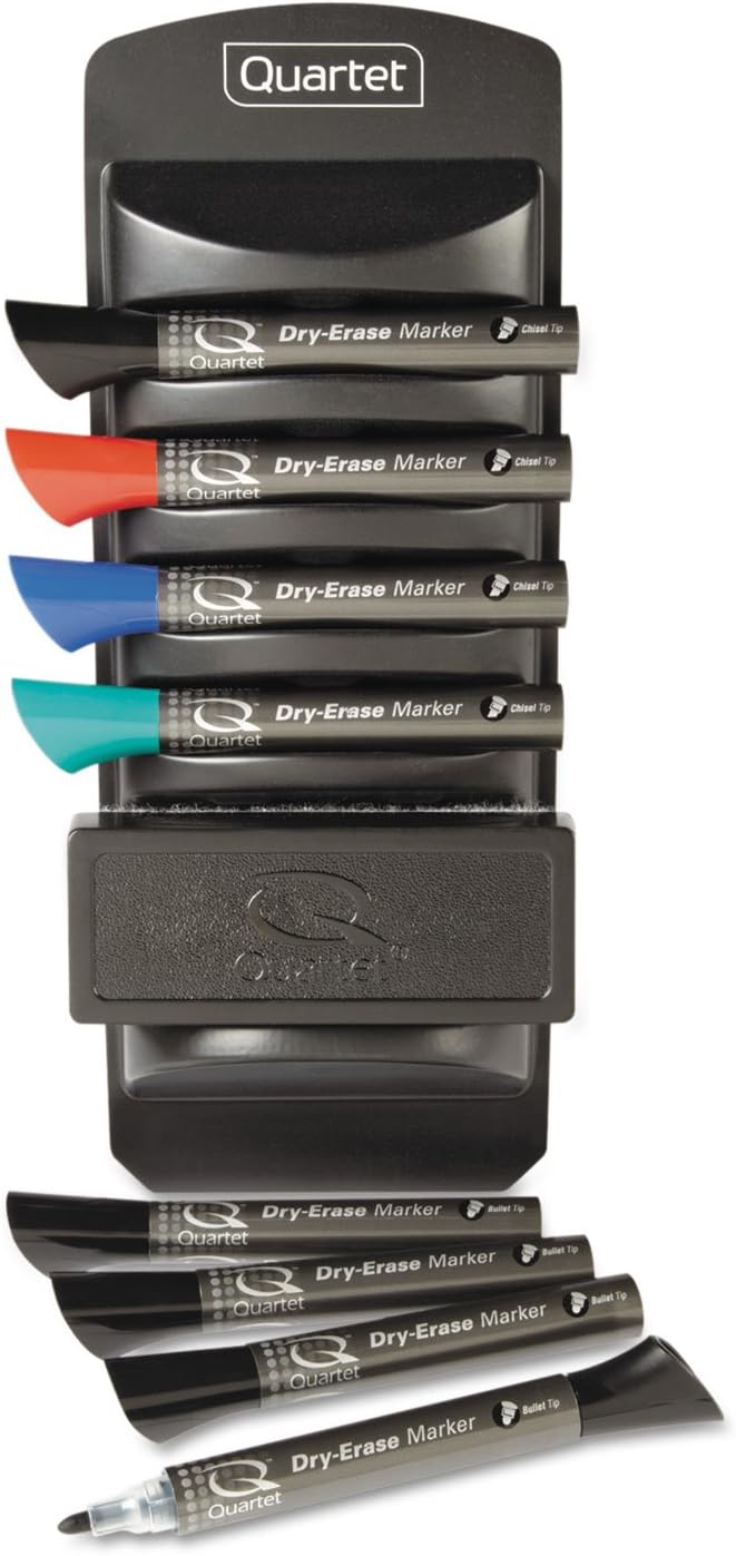 Quartet Whiteboard Accessory Caddy, Includes 8 Chisel Tip Dry Erase Markers and by Quartet