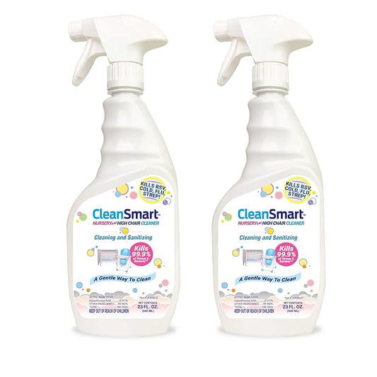 CleanSmart Nursery & High Chair Cleaner, 23 Ounce Bottle (Pack of 2), Hypochlorous Naturally Kills 99.9% of Viruses like RSV & Flu with Zero Residue-DeskLoop Office