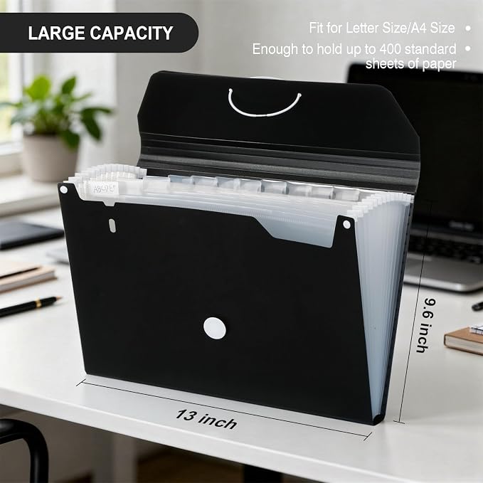 Comix Accordion File Organizer, 13 Pocket, A4/Letter Size Documents, Includes - Image 2