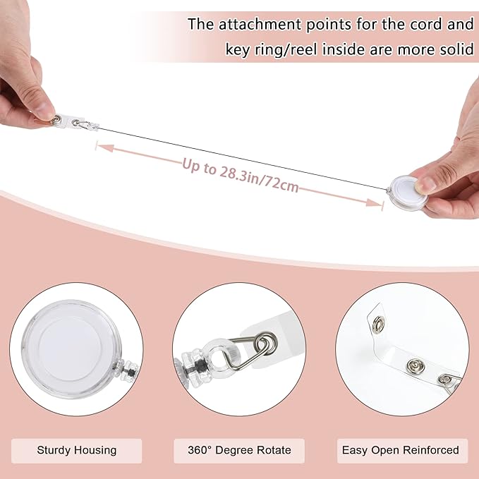 JANYUN 50 Pcs Retractable Badge Reel Clips Holder - Image 2
