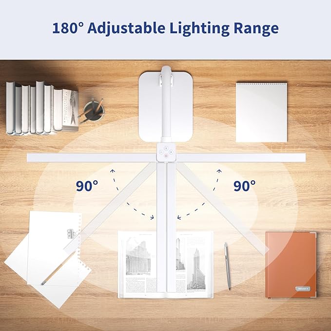 Desk Lamp Architect Task Dual Head Modern Flexible Gooseneck Tall Dimmable Light for Home Office, 5 Color Modes,Remote Control, 1500lm 24W Extra Bright Lighting-DeskLoop Office