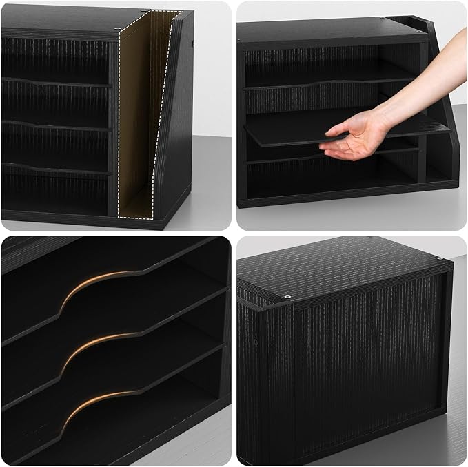Creso hom Mail Sorter, File Organizer Desktop, Wood Desk Organizer - Image 4