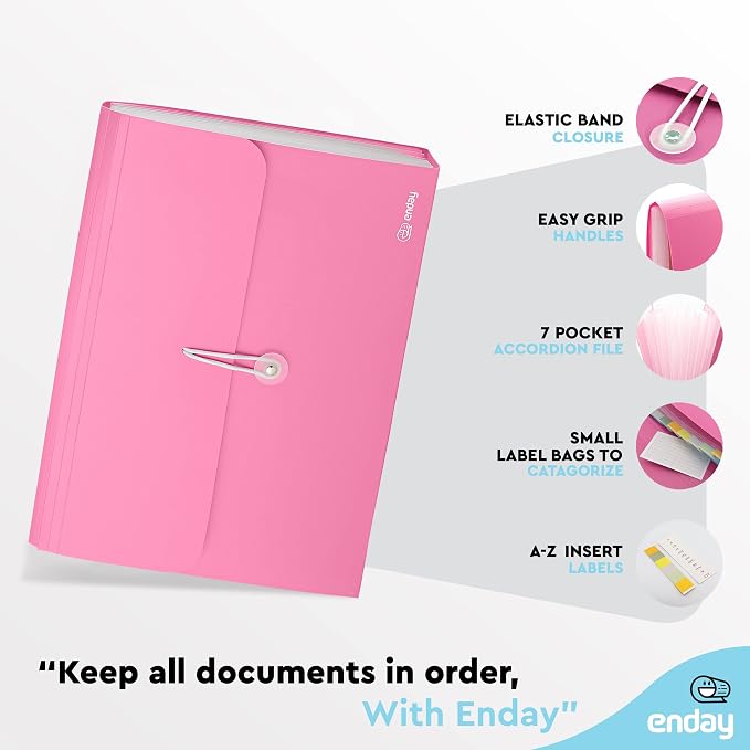 Accordion File Organizer, 7 Pocket Expanding File & Cover Folder - Image 4