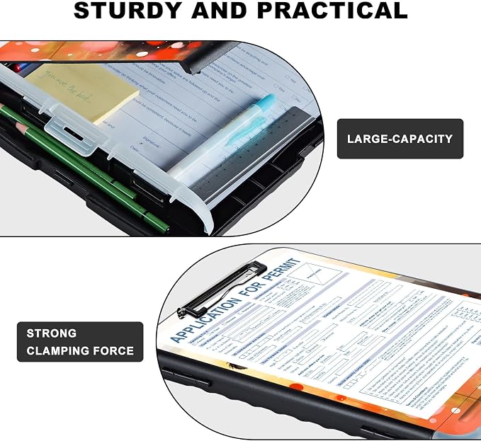 Clipboard with Storage, Heavy Duty Plastic Storage Clipboard with Low Profile - Image 3