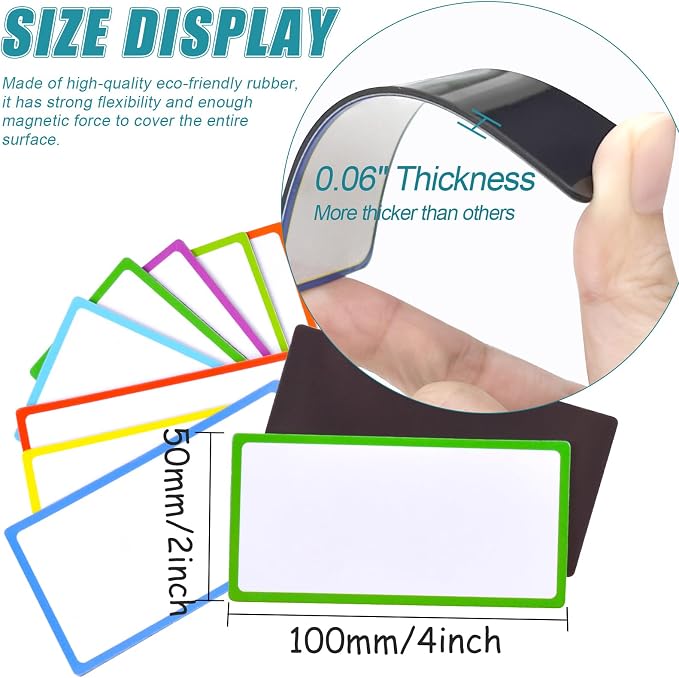 80 Pack Magnetic Dry Erase Labels 8 Colors 4"x2" Magnetic Labels Reusable Strips - Image 2