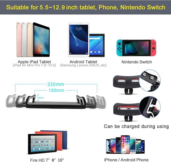 Tablet Floor Stand with 6LB Weight, Overhead Bed phone Stand Angle Height - Image 3