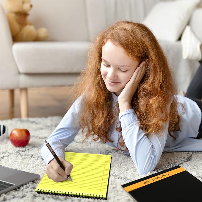 6 Pcs Legal Pad Top Spiral Bound Notebook 70 Sheets Wirebound Notepad Double Sided Ruled Memo Steno Book with Stiff Back Cover for Business(8.5 x 11 Inches,No Holes,Bright Colors)-DeskLoop Office