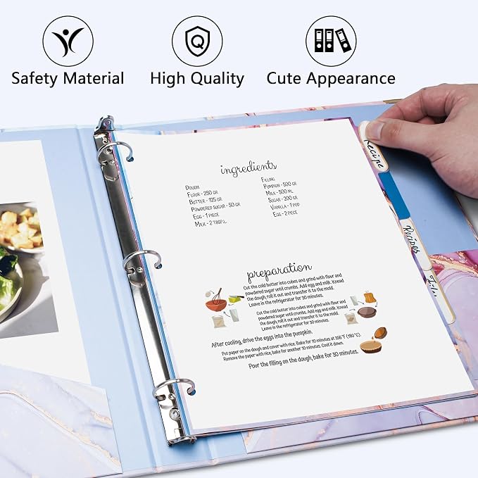 Cute 3 Ring Binder with Clipboard, 1 Inch Round Ring Organizer with 5 Tab - Image 3