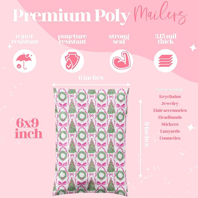 6x9 Designer Poly Mailer 100 Pack Heavy Duty Waterproof Self Seal Shipping Bags - Image 2