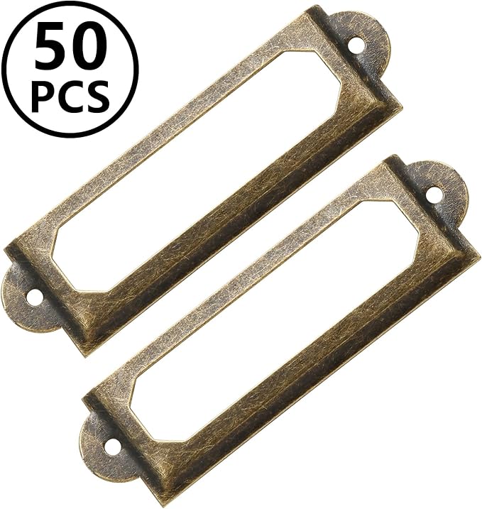 50 PCS Metal Label Holders 60x17mm Antique Bronze - Image 2