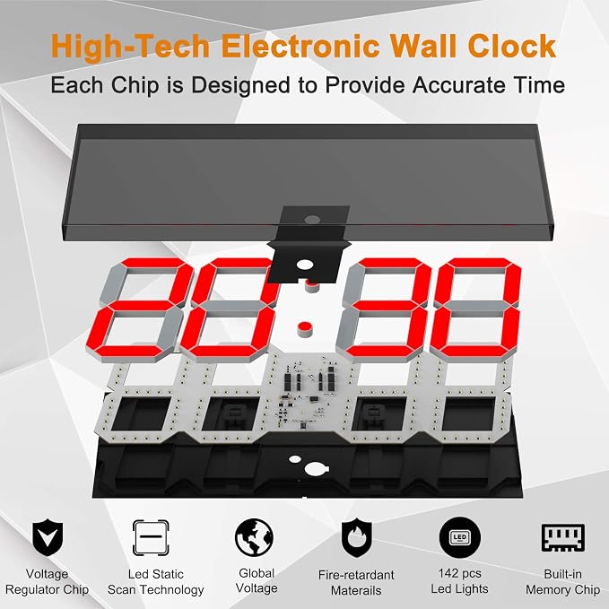 LED Large Digital Wall Clock, Oversize Wall Clock - Image 6